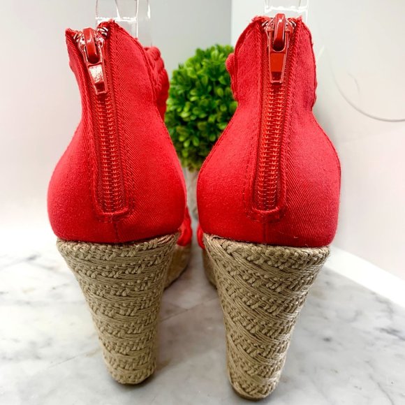 Steve Madden Red Coral Rise Wedge Weave Wedges Size 7.5 - Picture 7 of 11